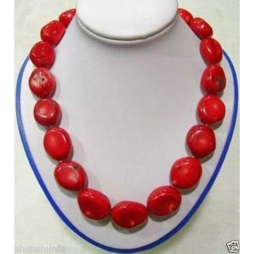 Free shipping Beautiiful 25" Tibet Red Coral large beads Necklace
