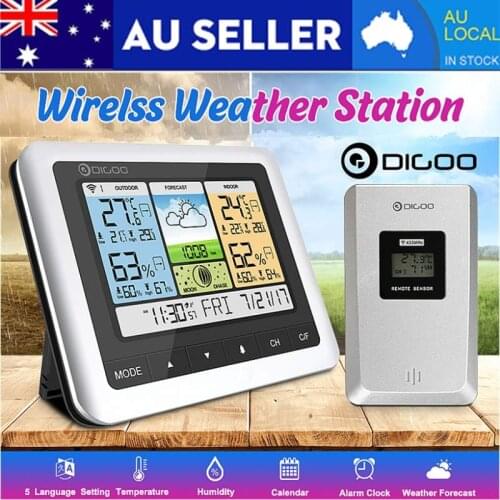 Digoo DG-TH8888 Wireless Home Weather Station Colorful Digital Thermometer Humidity Sensor Outdoor Indoor Forecast Sensor Clock