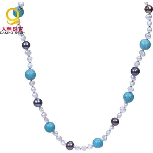 Daking potato& Baroque Shape freshwater Pearl Necklace and howlite beads necklace choker necklace