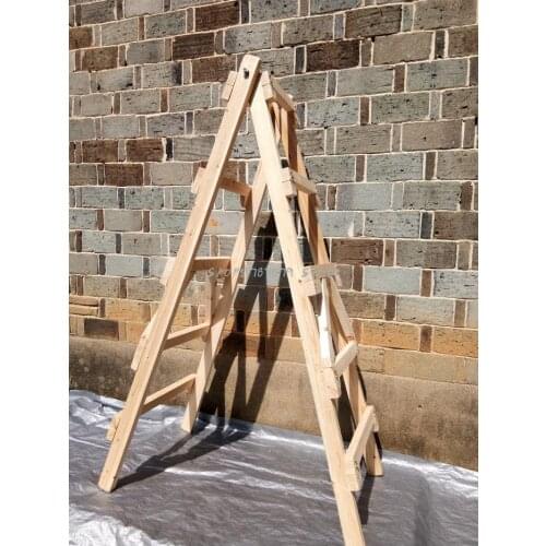 Decoration Solid Wood Ladder Domestic Herringbone Ladder Double Side Hydropower Ladder Indoor And Outdoor Engineering Wooden Lad