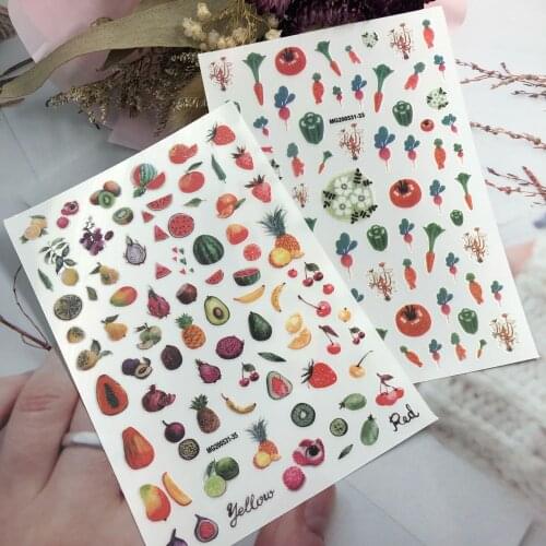 High Quality Hot Selling New Style Nail Stickers Fruits Patters Nail Decals Back Glue Adhesive Nail Art Nail Decor Manicure Girl