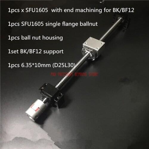 Linear Rail AXK Sfu1605 Set:sfu1605rolled Ball Screw C7 With End Machined + 1605 Nut Housing+bk/bf12 Support Coupler Rm1605