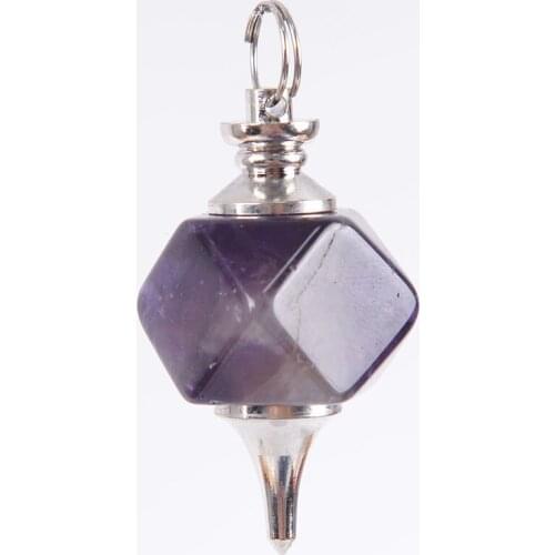 Multifaceted Natural Stone Pendulum for Dowsing Divination Healing Pink Quartz White Crystal Pendant Women Men Jewelry D718—D723