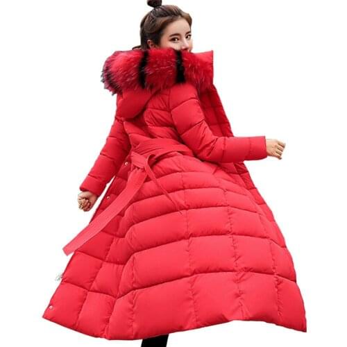 Fashion women Down Parka Women Color Collar 2019 New Korean Super Long Overcoats Ladies Slim Cap Sleeved Warm Cotton Coat W31