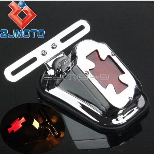 Motorcycle Aluminum License Plate Bracket Cross Tail light Taillight For Harley Chopper Bobber Custom Rear Fender Stop Lamp
