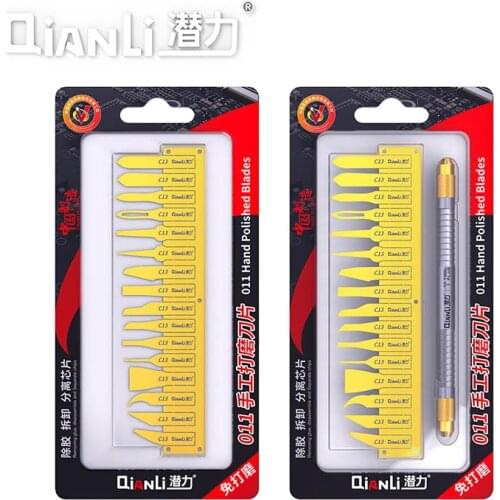 Qianli 011 IC Chip CPU Glue Remover Blades Set Solder Paste Cleaning Scraping Pry knife Repair Tools For Phone Motherboard BGA
