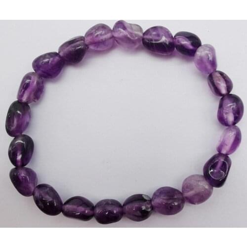 Natural 5-7MM Stone Purple Crystal Bracelet Stretch 7.5 Inch Jewelry For Woman Gift G310