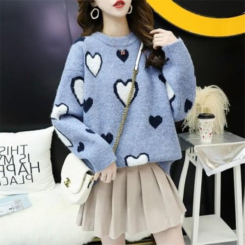 2020 New Round Neck Short Love Sweater Womens Pullover Thick Knit All-match Loose Lazy Bottoming Shirt Woman Sweaters