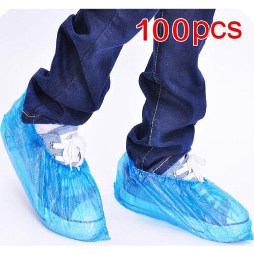100pcs Disposable Boot & Shoe Covers Extra Thick Water-Resistant Protective Foot Booties Non-Slip Recyclable