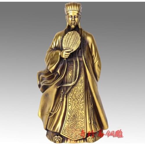 OFFICE HOME business efficacious Protection Talisman # military strategist Zhuge Liang KONG MING brass statue-30 CM TALL