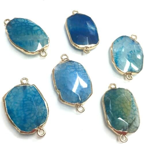 Natural Stone Agates Pendant irregular Shape Double Hole Connector for Jewelry Making DIY Elegant Necklace Bracelet Accessories