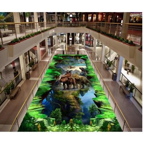 Custom 3D painting floor wallpaper PVC adhesive The world of animals Floor painting 3D Wallpaper