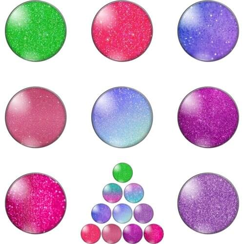 Colourful Bling Little Star 12mm/20mm/25mm/30mm Round Photo Glass Cabochon Demo Flat Back Making Findings