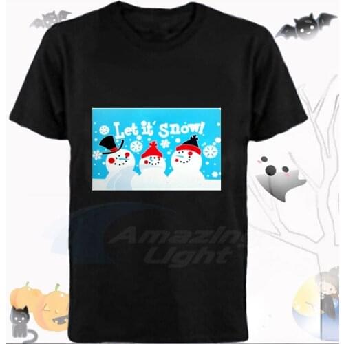 Chirstmas Gift Light up LED T Shirt Sound Activated Flashing El Panel with inverter