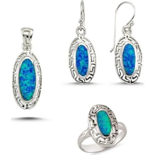 Silverlina Sterling Silver Opal Gemstone Set