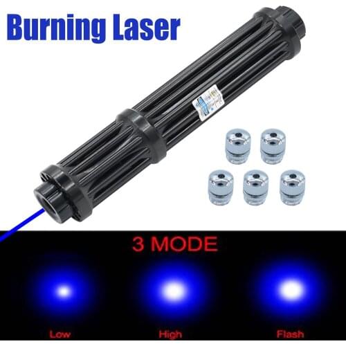 Blue Laser Pointer Pen Hunting High Power 10000m 450nm Lazer Sight Flashlight Burn Match Cigars Candle