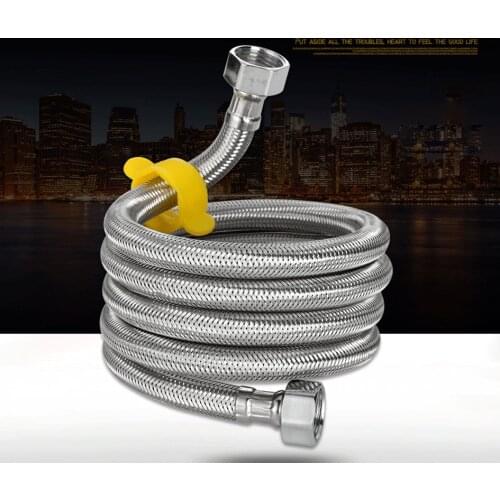 Stainless steel woven hose toilet inlet pipe faucet hot and cold water 4 points water heater inlet pipe
