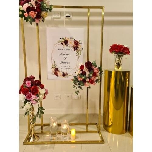 Wedding sign stand Welcome Event Party sigh stand- shiny Gold sign stand frame-metal seating chart stand