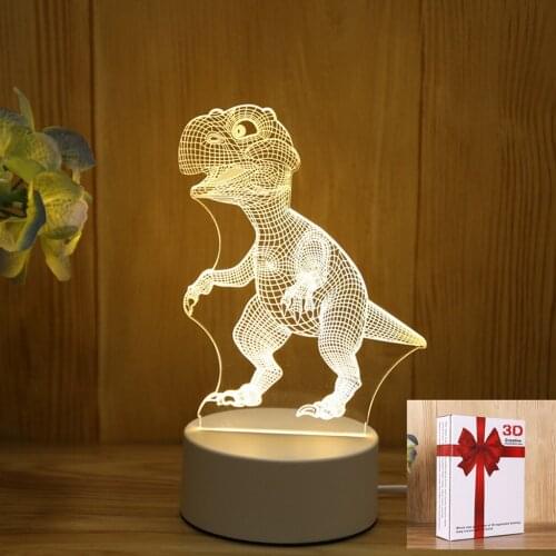 LED Little Dinosaur Night Light Novelty Illusion Table Lamp For Festival Bedroom Child Party Decor Indie Adult Kids Birthday Gif