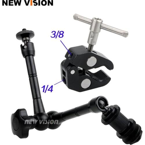 11 Inch Articulating Magic Arm & Adjustable Rod Clamp for Mounting HDMI Monitor LED Lights Max Load 2KG
