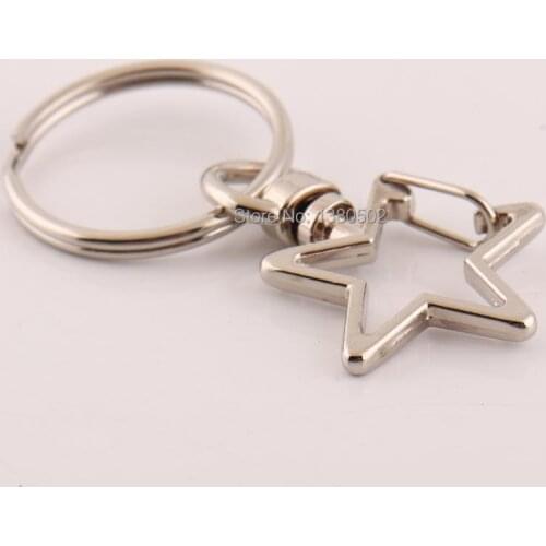 10pcs/lot Silver Star Shape Swivel Snap Hook with Key ring Hot Fashion Decoration Gift hardware accessories