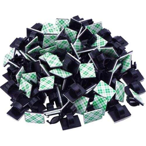 100Pcs Adhesive Cable Clips Wire Clips Cable Wire Management Wire Cable Holder Clamps Cable Tie Holder for Car, Office and Home