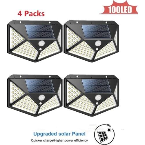 100LED Solar lamp Sensor solar Powered Panel LED Street Light Outdoor Garden Path Spot Wall Emergency Lamp luminaria 4 sided 270