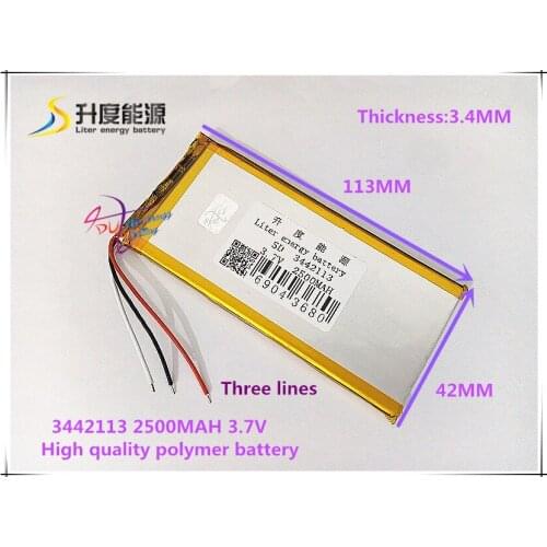 3.7V 2500mAH 3442113 Polymer lithium ion / Li-ion battery for tablet pc cell phone POWER BANK