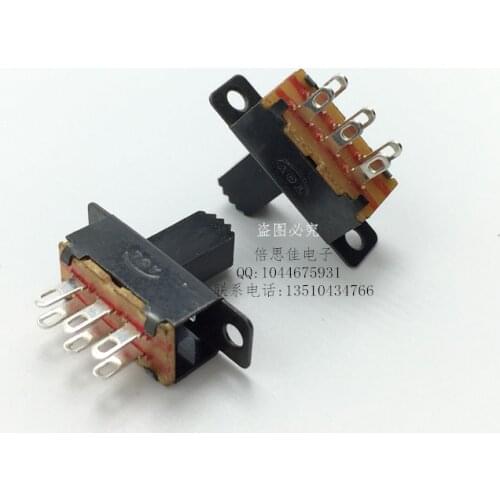 50pcs/SS22F25G7 Toggle switch Slide switch 6P2T Double row 2 files SS22F25