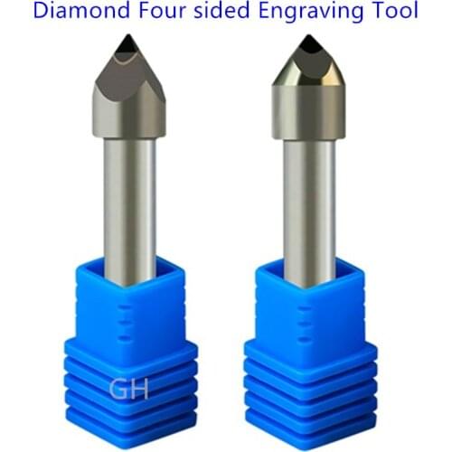 Diamond Engraving Cutter Granite Engraver Stone tools Marble Relief cnc Bit 4 edge PCD Shank 6 mm Milling carving Tool
