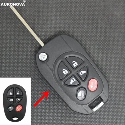 AURONOVA Modified Flip Folding Key Shell for Toyota Sequoia Highlander Sienna Tacoma Tundra 5+1 Buttons TOY43 Car Key Case Cover