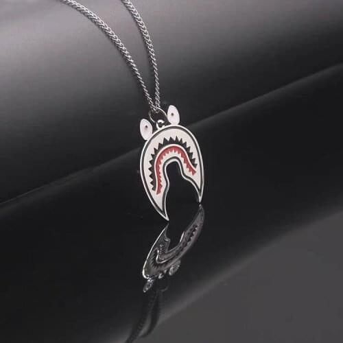 Big Shark Necklace Pendant Men Street Culture Titanium Fashion Trendy WGM Letter Chain Necklace Man Rapper Jewelry