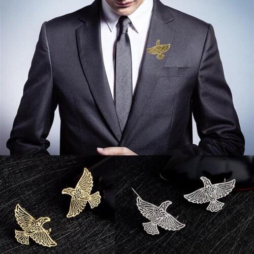 2020 Fashion Jewelry Antique Bronze Norse Viking Flying Crow Brooch Broches Vintage Animal Collar Brooches For Men Women