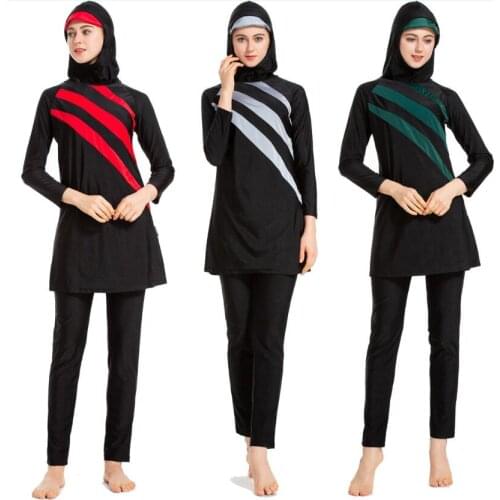 Burkini 2019 Muslim Ladies Plus Size Swimsuits Conservative Covers 3 Piece Sportswear Banadores Mujer 6xl Modesty Swimwear Women