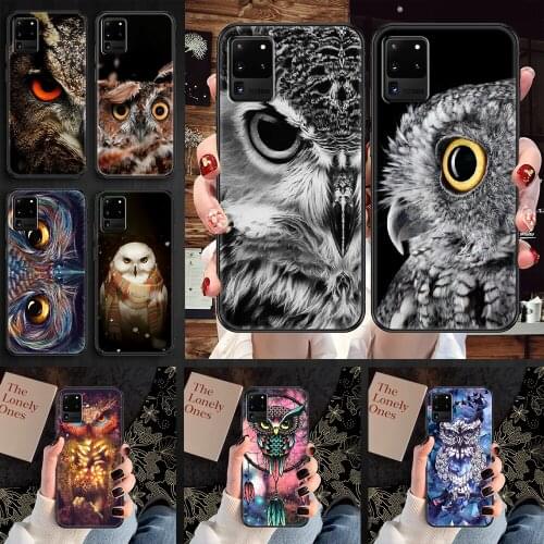 Animal Owl Phone case For Samsung Galaxy Note 4 8 9 10 20 S8 S9 S10 S10E S20 Plus UITRA Ultra black fashion Etui soft prime art