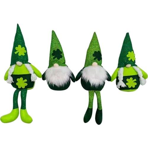 St. Patricks Day Tomte Gnome Irish Lucky Elf Faceless Doll St Patricks Day Plush Toy Clover Doll Adornment Home Decoration