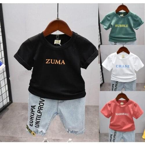 Cotton Summer Clothing Sets for Baby Boy Infant Fashion boys T-shirt + denim shorts Suit Bebes Boy Clothes set 2-7 year