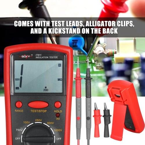 Insulation Resistance Meter Digital Megger Ohmmeter Handheld Insulation Tester 1MΩ-20GΩ Auto-Ranging High Accuracy LCD