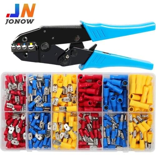210/510PCS Spade Terminal Connector Insulated Ring Fork Type Mixed Kit Male Female Crimp Termin Car Electrical Wire Connector
