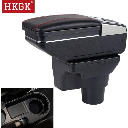 For Hyundai solaris 2/accent/Verna 2017-2018 Central Store Content box Dual Layer Rotatable PU Leather Armrest box USB Charging