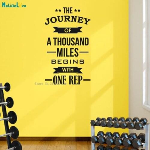 Begins with One Rep Inspiring Gym Or Home Quality Wall Art Decal Quote Sticker Weight Training Exercise Murals YT4420