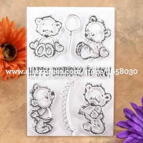 HAPPY BIRTHDAY TO YOU Bear Scrapbook DIY photo cards account rubber stamp clear stamp transparent stamp 10.5x15cm 80526102