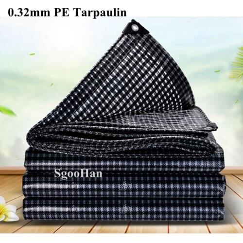 Black Squares PE Tarpaulin Rainproof Cloth Outdoor Awning Shading Sail Boat Truck Canopys Ground Pet House Shed Waterproof Cloth