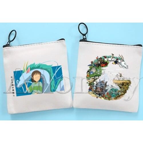 Japan Anime Cartoon Spirited Away Small Square Bag Coin Purse Storage Small Bag Card Bag Key Bag Coin Clutch Bag Zipper Key Bag