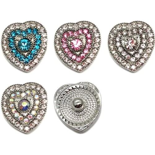 Wholesale w359 heart 3D 18mm 20mm metal snap button for Bracelet Necklace Interchangeable Jewelry Women accessorie findings