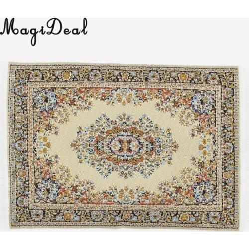 MagiDeal Beige 1/12 Scale Woven Rug Floor Carpet Dolls House Miniatures Furniture Toys for Dollhouse Floor Silk Coverings Gifts
