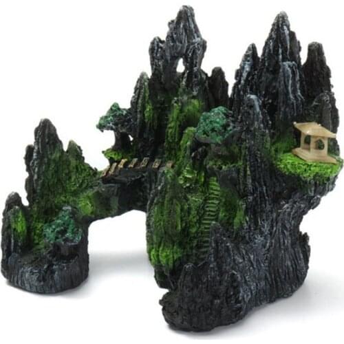 Resin Fish tanks and aquariums Rockery Mountain Decoration View Rock Cave Stone Tree Fish Tank Ornament Pet Supplies Home Decor