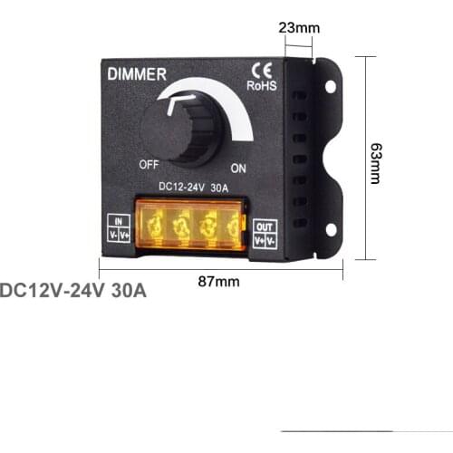 DC 12V-24V LED Dimmer Switch 30A 360W Voltage Regulator Adjustable Controller For LED Strip Light Lamp LED Dimming Dimmers