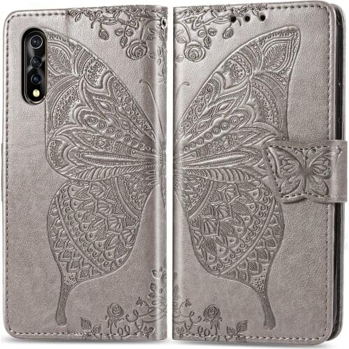 Cute Butterfly Case for BBK Vivo S1 (6.4in) Cover Flip Leather Wallet Book Black Phone Bag 1S VivoS1 V1907 V1903 1907