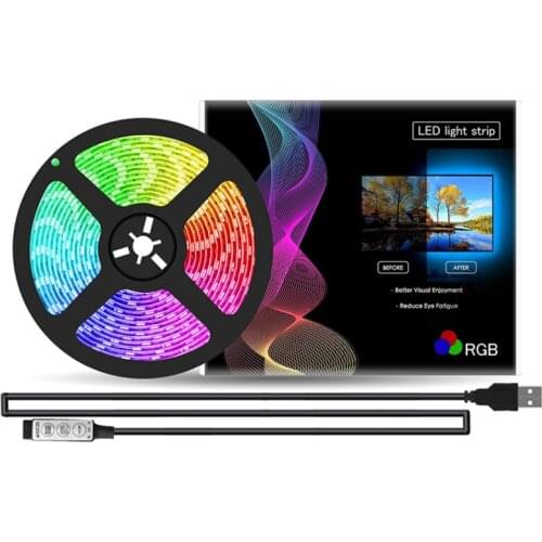 Remote Control 5V USB LED Strip Lights TV BackLight 5050 RGB Color Changing IP65 Waterproof 3 Key Controller Strip Lights